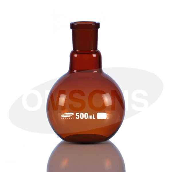 Boiling Flask Round Bottom Single Neck Amber with Socket