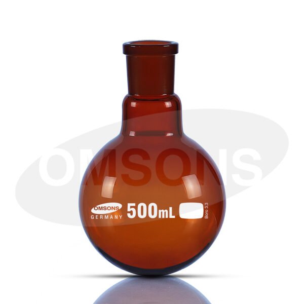 Boiling Flask Flat Bottom Single Neck Amber with Socket